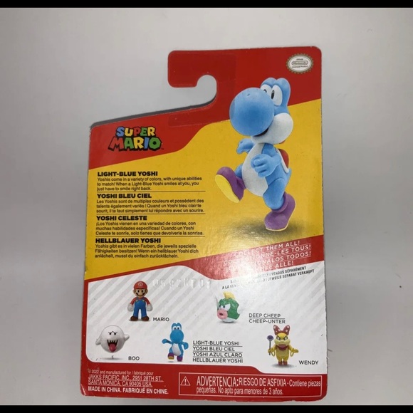 Super Mario Light Blue Running Yoshi 2 1/2-Inch Mini-Figure Jakks Pacific - Picture 2 of 2